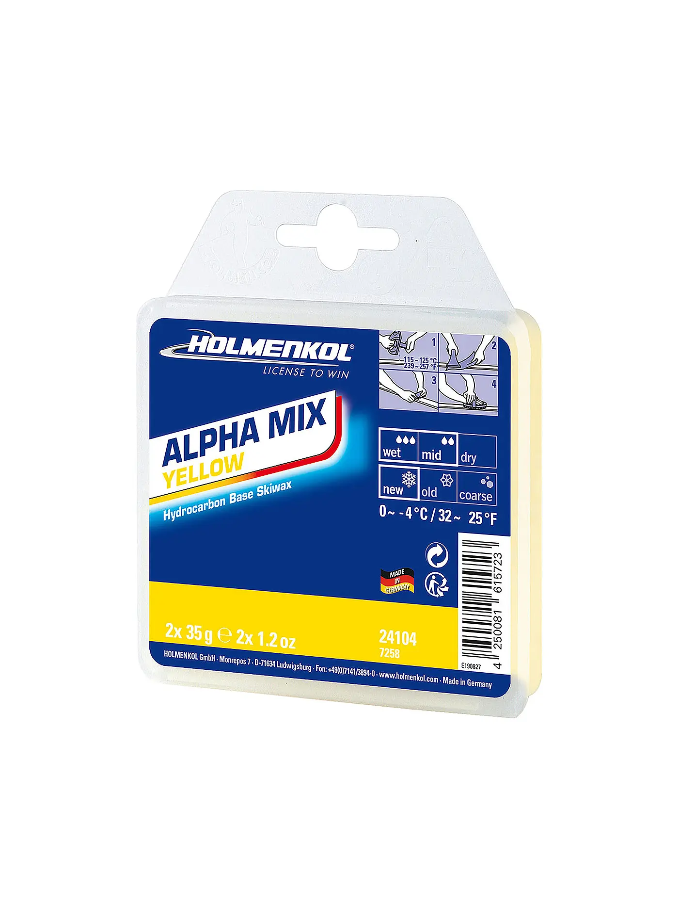 HOLMENKOL | Alphamix Weltcup Skiwax Yellow 1x150g | 